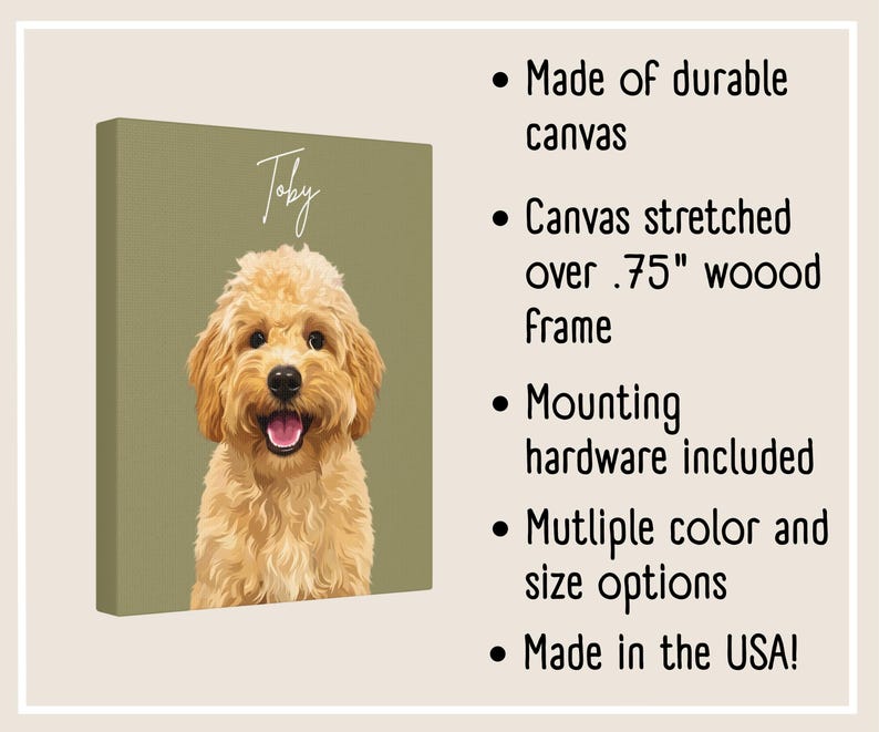 Custom Dog Canvas Portrait details