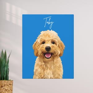 Custom Dog Canvas Portrait in Blue