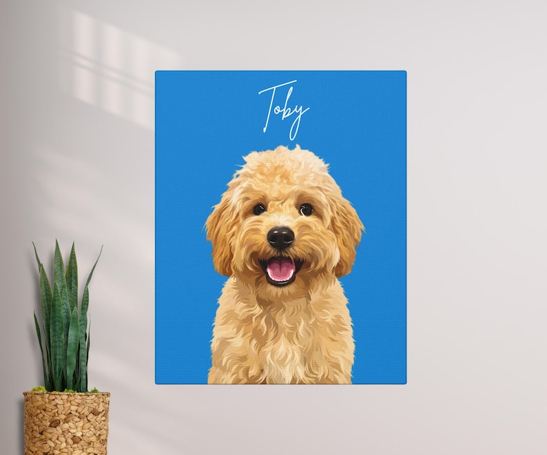 Custom Dog Canvas Portrait in Blue