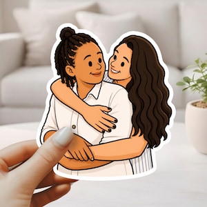 Custom Gay Couple Stickers – Personalized Cartoon Gay, Lesbian or Trans Couple Sticker Decal from Photo