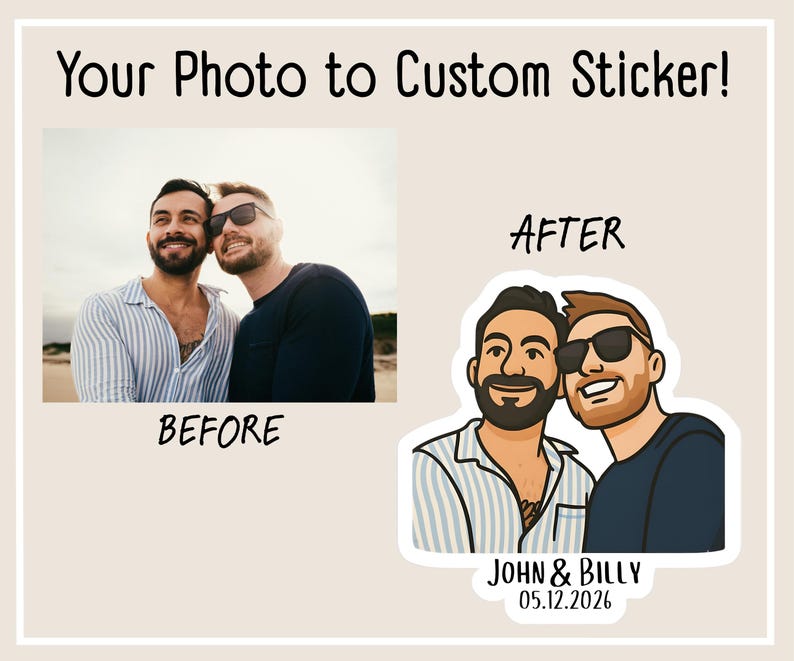 Photo to Sticker Custom Gay Couple Stickers