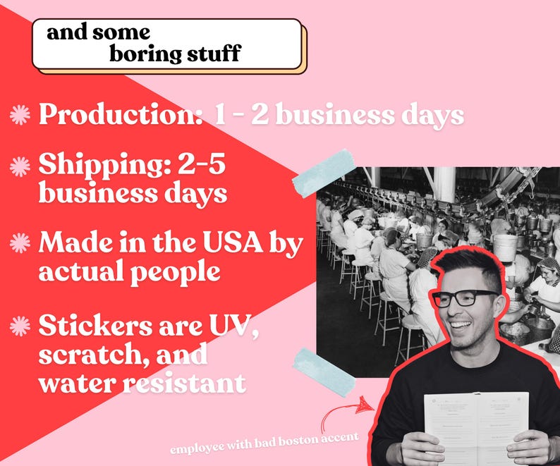 production and shipping of stickers