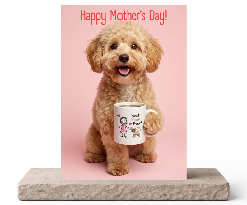 Custom Dog Mother's Day Card With Coffee Mug