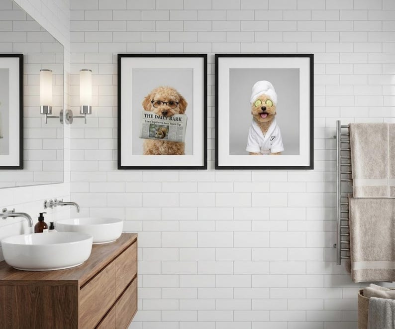 Funny Dog Bathroom Art to Print and Hang