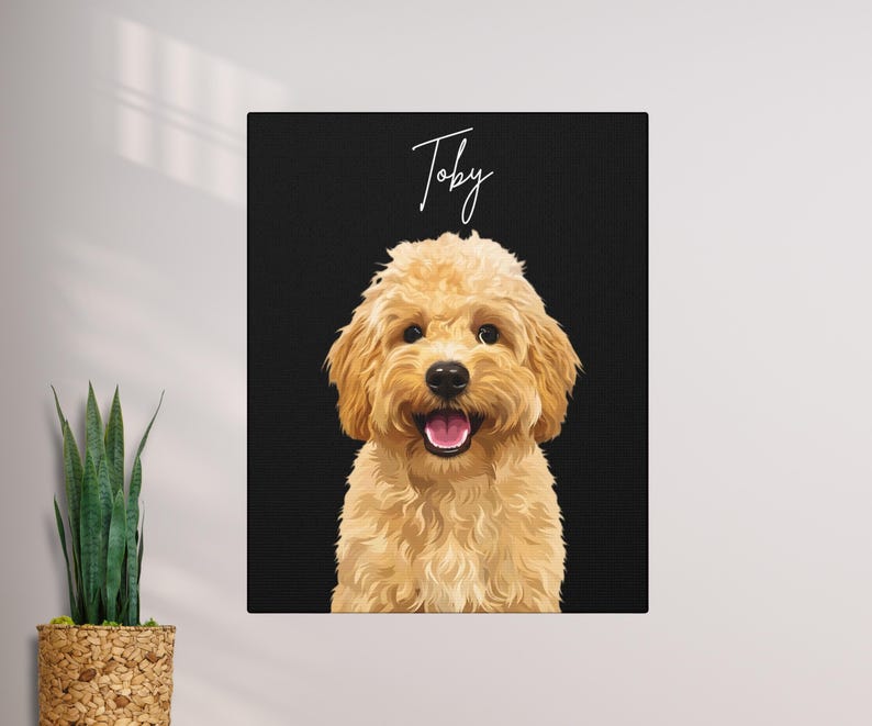 Custom Dog Canvas Portrait in Black