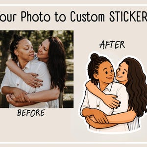 Custom Gay Couple Stickers – Personalized Cartoon Gay, Lesbian or Trans Couples Sticker Decal from Photo