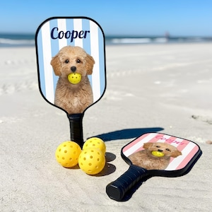 Custom Pickleball Paddle Set with Dog – Personalized Couples Paddles Kit – Funny Pickleball Gift With Name for Him or Her