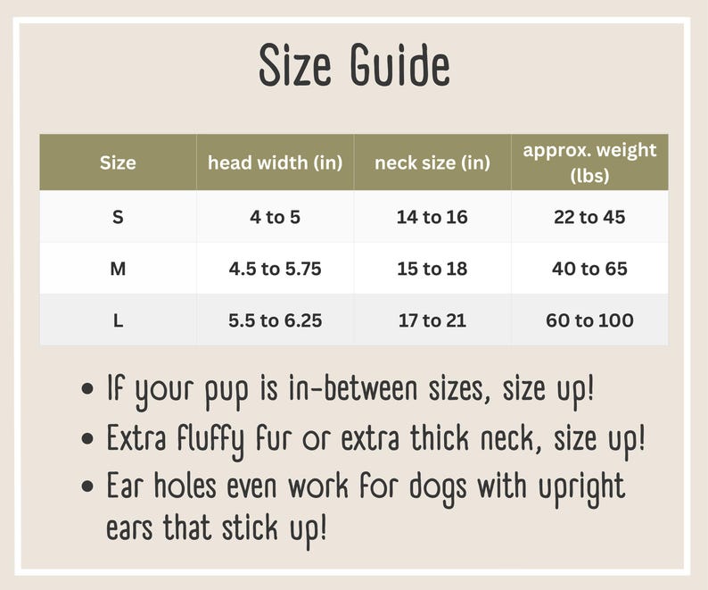 Dog Hat Size Guide
