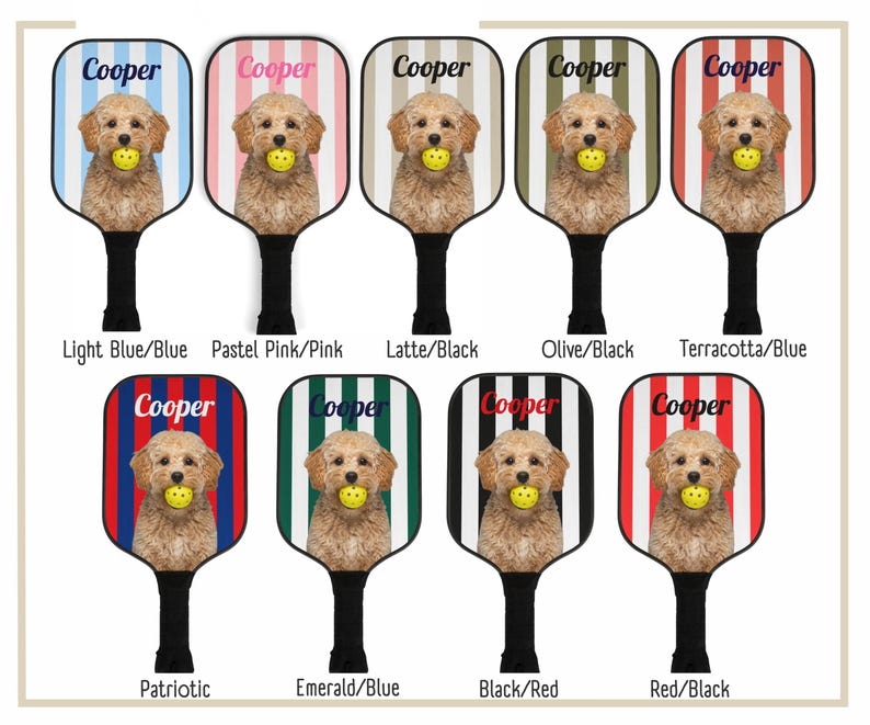 Custom Pickleball Paddle Set with Dog – Personalized Couples Paddles Kit – Funny Pickleball Gift With Name for Him or Her