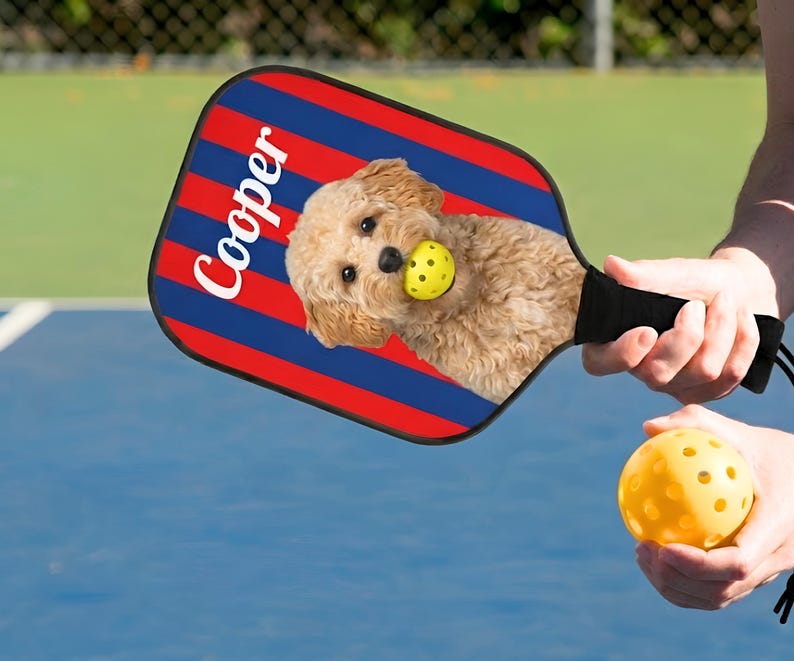 Custom Pickleball Paddle Set with Dog – Personalized Couples Paddles Kit – Funny Pickleball Gift With Name for Him or Her