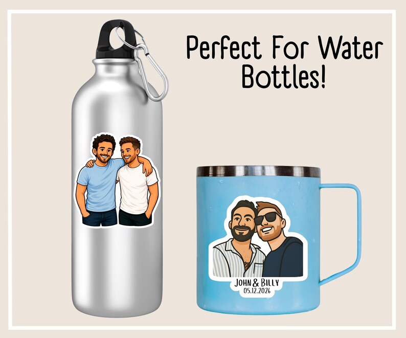Custom Gay Couple Stickers For Water Bottles or YETI