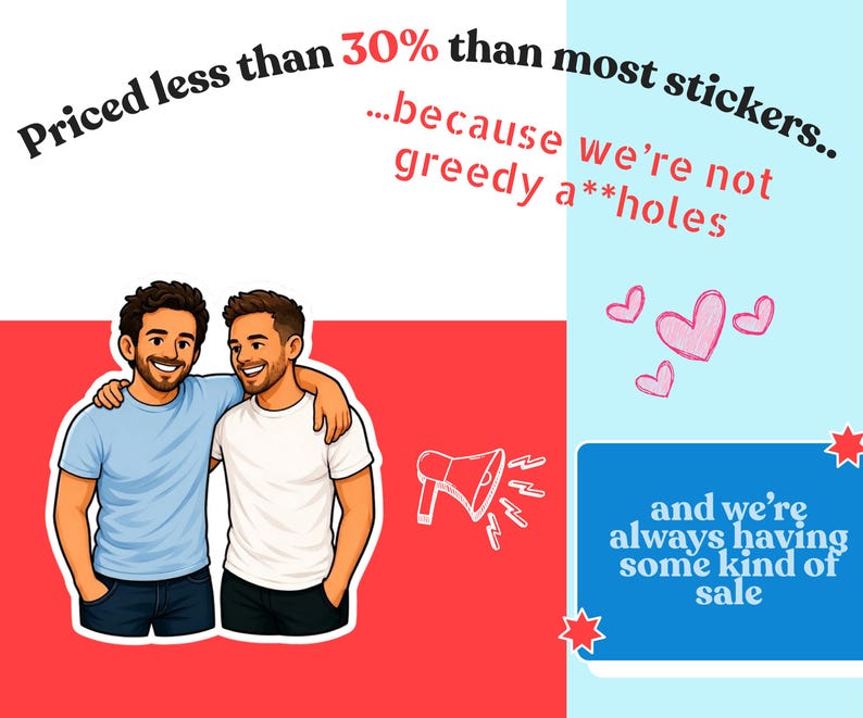 Gay couple sticker pricing