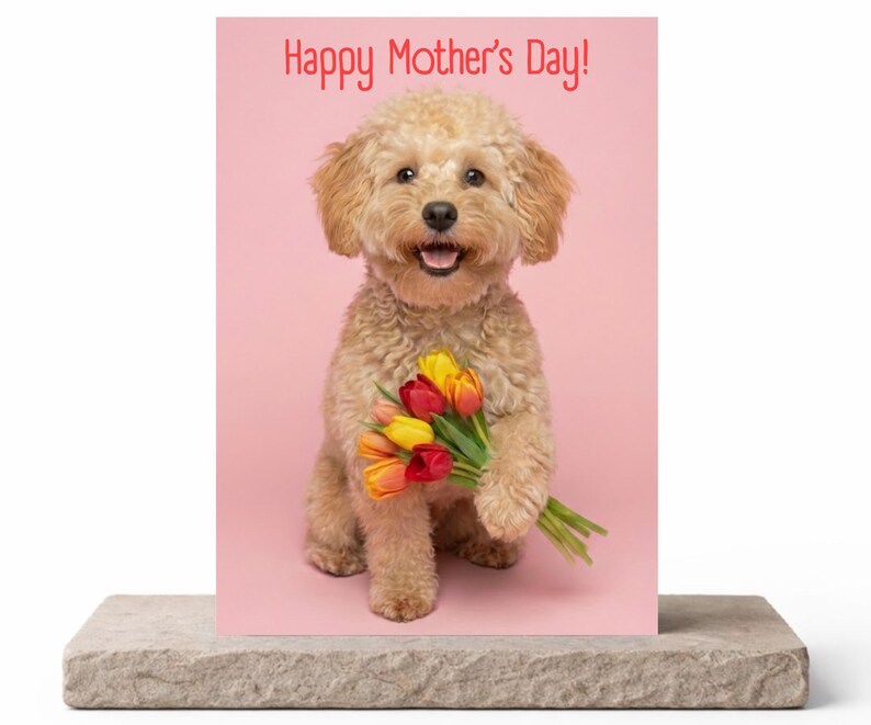 Custom Dog Mother's Day Card With Tulips