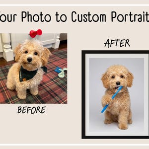 Photo to Custom Dog Portrait For Bathroom