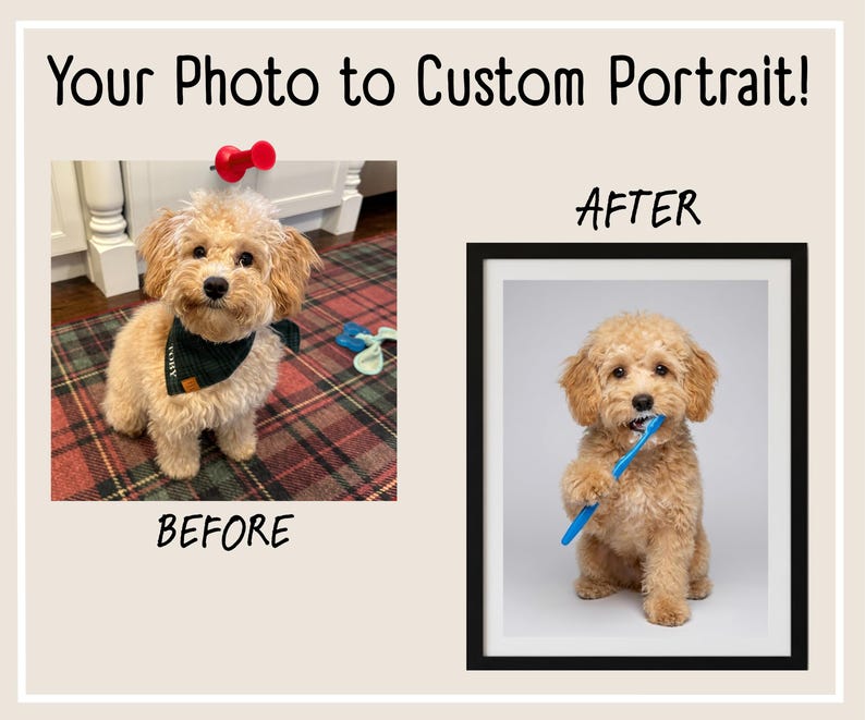 Photo to Custom Dog Portrait For Bathroom
