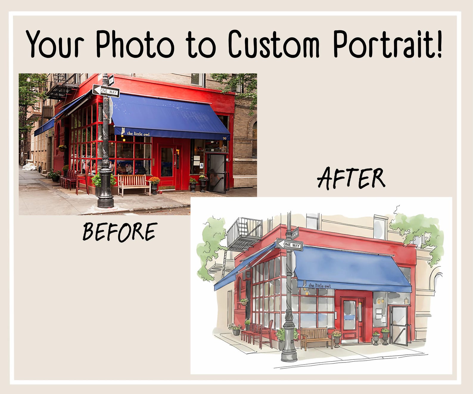 Storefront Portrait Custom Storefront Watercolor Portrait – Business, Restaurant, or Store ...