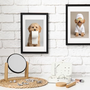 Custom Bathroom Pet Portrait Set of 4 - Funny Pet Wall Art Prints - Your Real Pet Digital Download