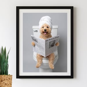Custom Bathroom Pet Portrait on the toilet