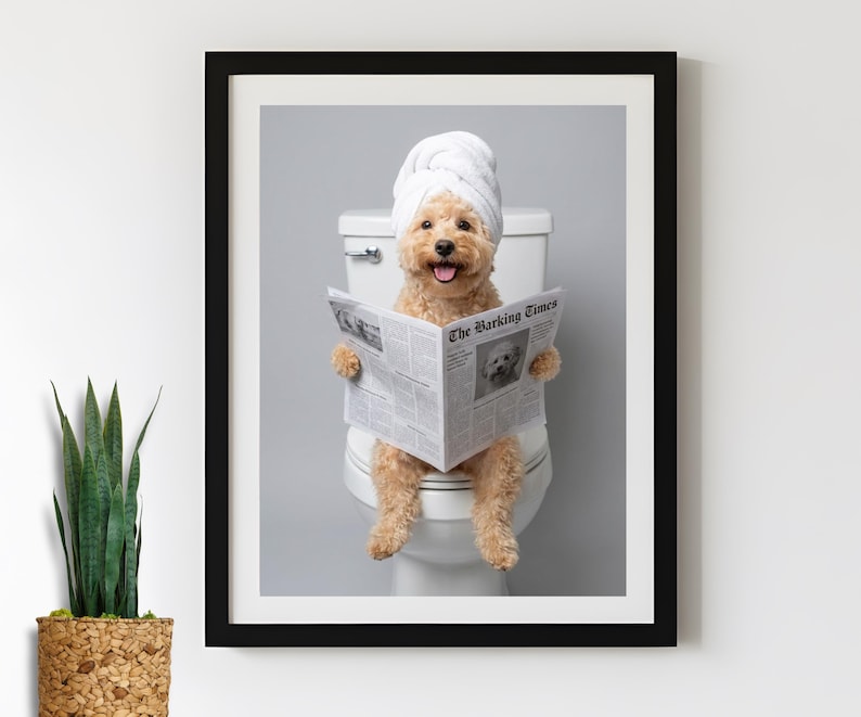Custom Bathroom Pet Portrait on the toilet