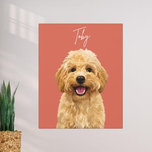 Custom Dog Canvas Portrait in Terracotta