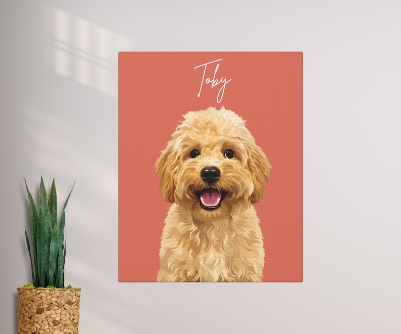 Custom Dog Canvas Portrait in Terracotta