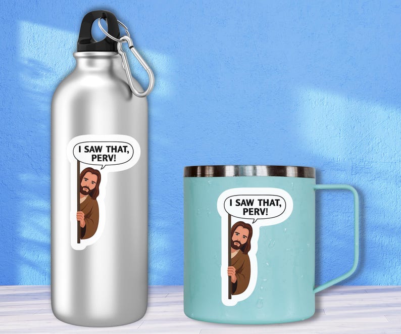 Funny Jesus Sticker For Water Bottle