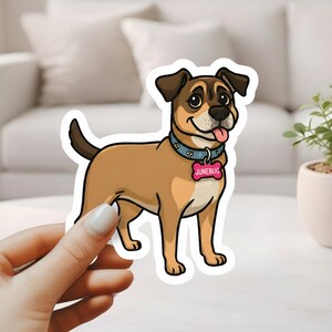 Custom Dog Sticker From Photo – Personalized Cartoon Dog Decal - Hand Drawn Gift Stickers For Canine Lovers