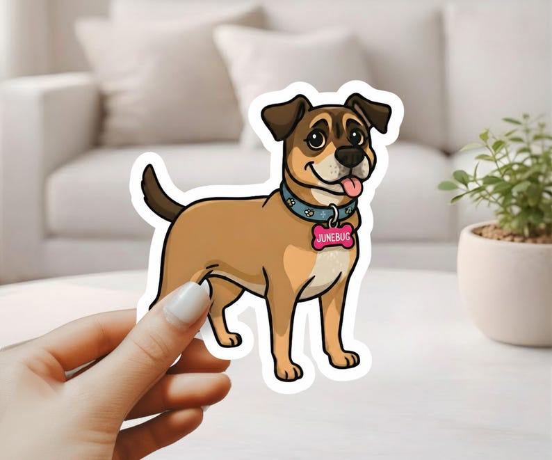 Custom Dog Sticker From Photo – Personalized Cartoon Dog Decal - Hand Drawn Gift Stickers For Canine Lovers