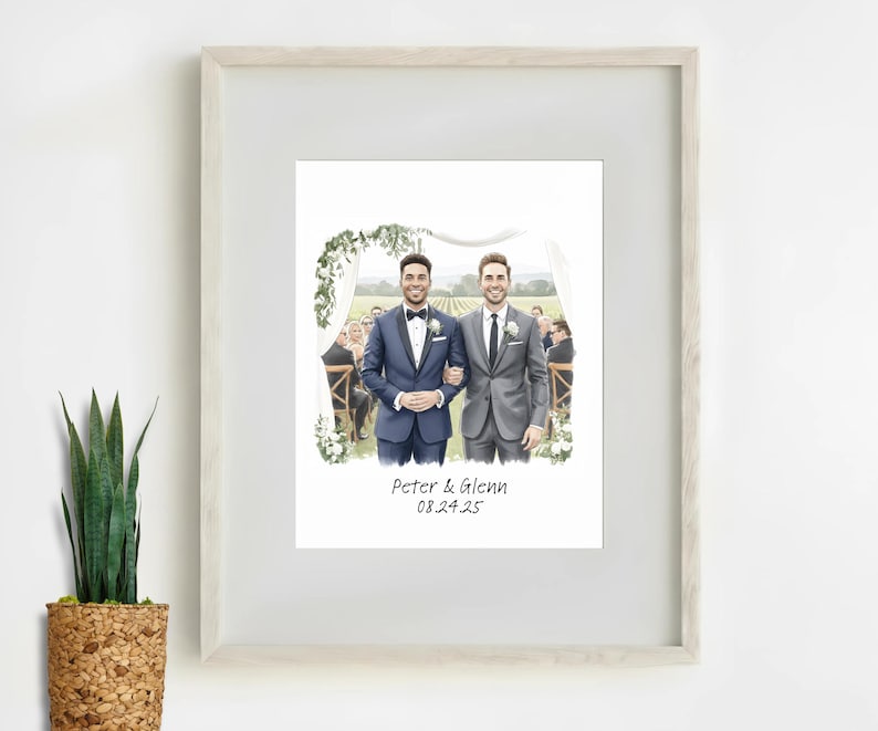 Personalized Gay Couple Wedding Print Gift