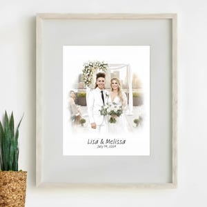 Mrs & Mrs Custom Hand Drawn Wedding Portrait