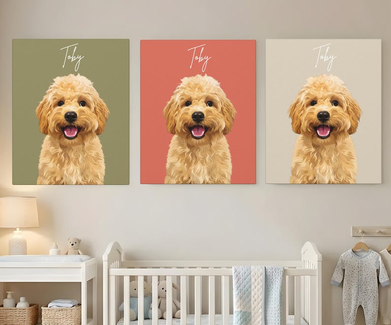 Custom Dog Canvas Portrait For Nursery Room