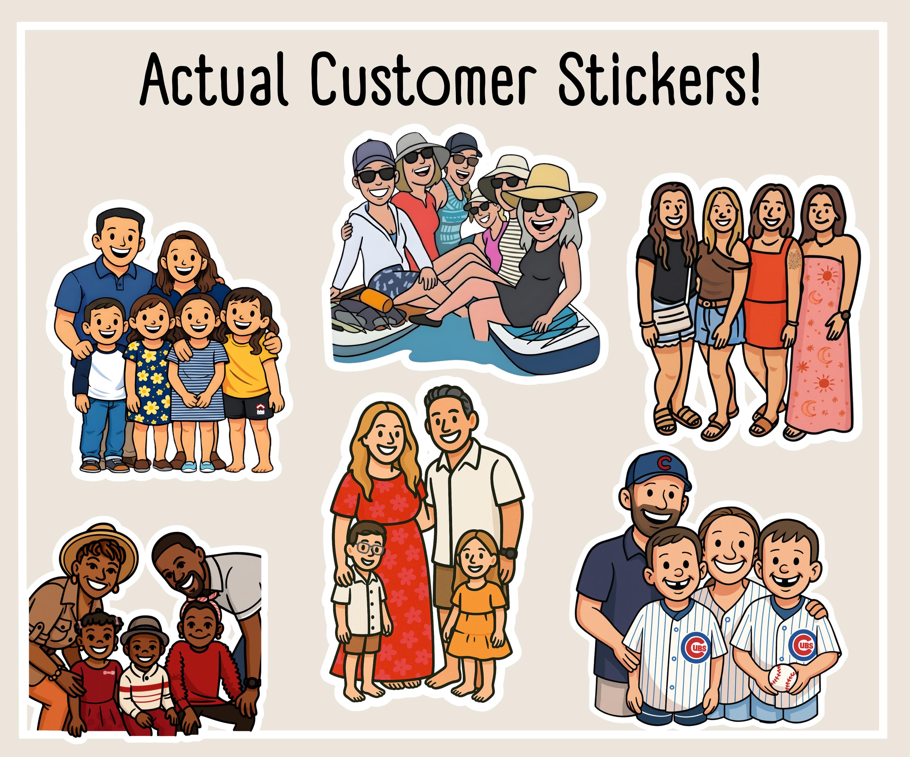 Custom Family Sticker – Photo to Drawing Cartoon Stickers ...