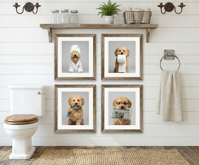 Custom Dog Bathroom Digital Download Wall Art to Print and Frame