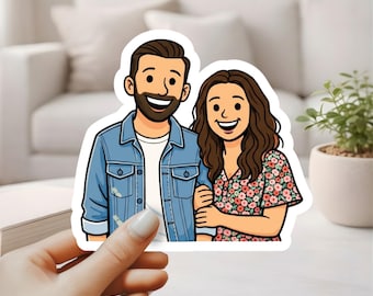 Custom Couple Sticker from Photo – Personalized Cartoon Couples Decal – Gift for Husband Wife or Boyfriend Girlfriend