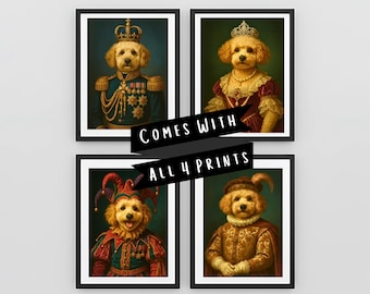 Royal Dog Portraits - Custom Royal Pet Portrait - Regal Dog or Cat King and Queen Wall Art - Digital Download