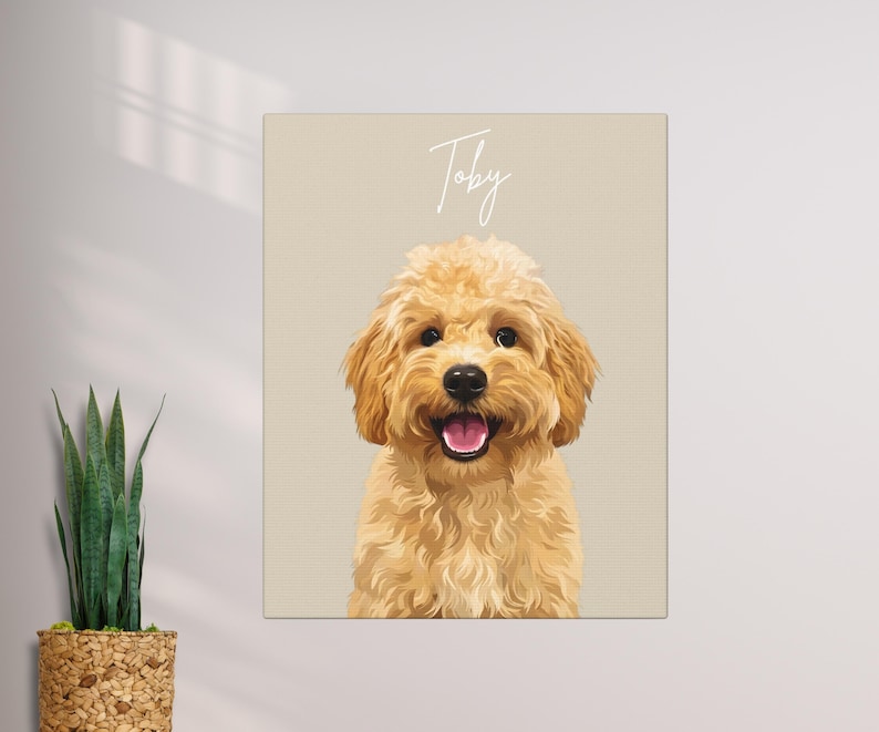 Custom Dog Canvas Portrait in Latte