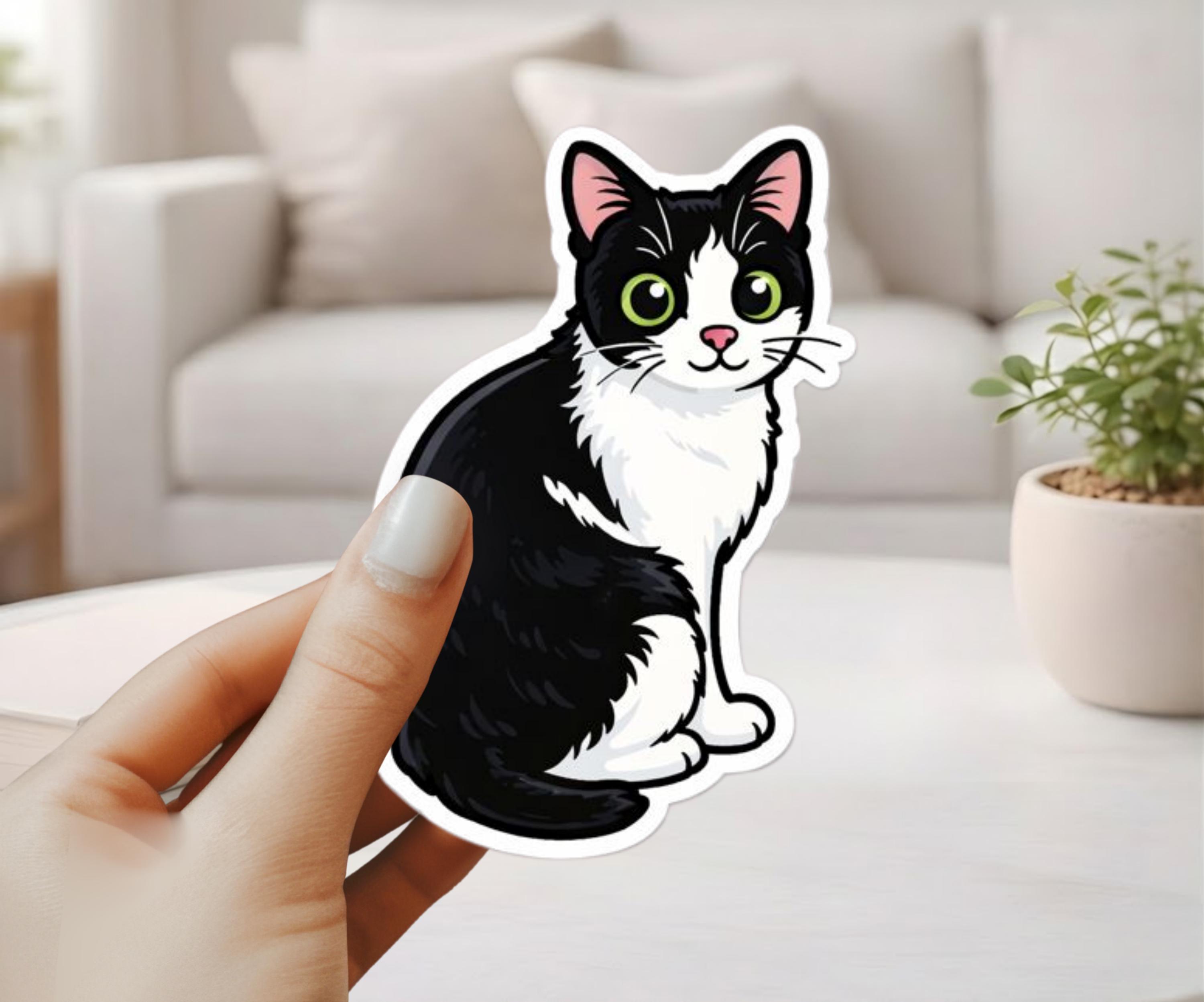 Custom Cat Sticker From Photo – Personalized Cartoon Cat Decal - Hand ...
