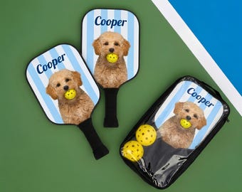 Custom Pickleball Paddles with Dog – Personalized Couples Paddle Kit Set – Funny Pickleball Gift For Men or Women