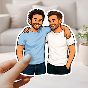 Custom Gay Couple Stickers – Personalized Cartoon Gay, Lesbian or Trans Couple Sticker Decal from Photo