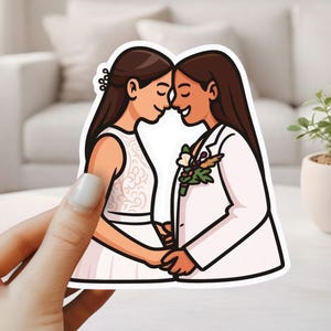 Custom Gay Couple Stickers – Personalized Cartoon Gay, Lesbian or Trans Couples Sticker Decal from Photo