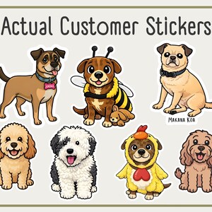 Customer photos of their dog photos turned into cute cartoon stickers
