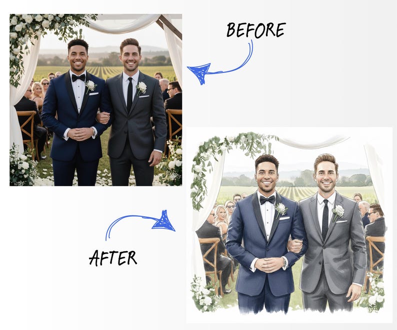 Mr and Mr Wedding Portrait From Photo