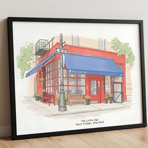 Custom Storefront Watercolor Portrait – Business, Restaurant, or Store Painting from Photo – Hand Drawn Art Print