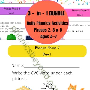Daily Phonics Activities Phases 2,3 and 5 BUNDLE!