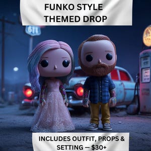 Custom Themed Funko Portrait – Personalized Pop Style Art of You, Couple, or Pet – Fantasy, Gamer, Barbie, Movie-Inspired Gift