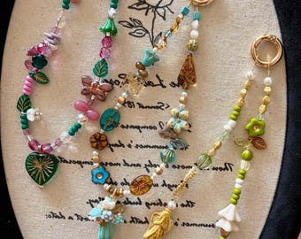 Czech Glass Beaded Phone Strap | Handmade Whimsical Bag Charm