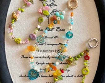 Czech Glass Beaded Phone Charm | Floral Bag Charm
