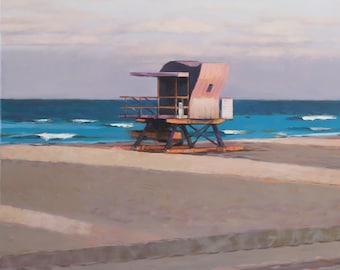 Purple Miami Beach 30x40 inch Framed Oil by Bo Kravchenko