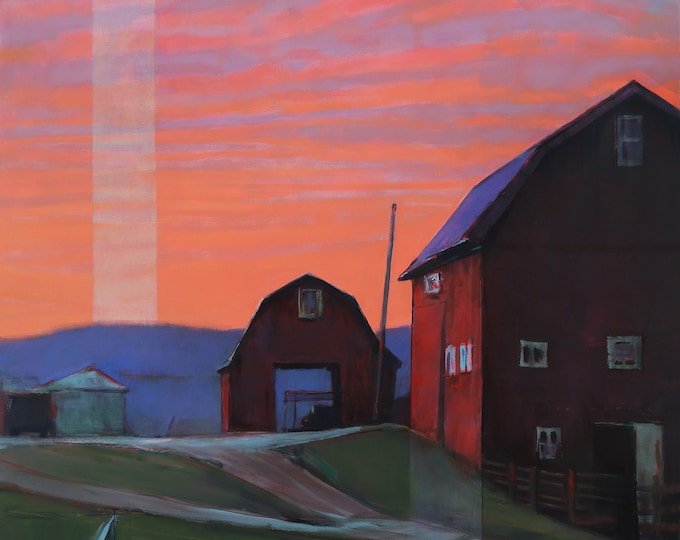 Featured listing image: Old Red Barns 30x40 inch Oil Acrylic Bo Kravchenko
