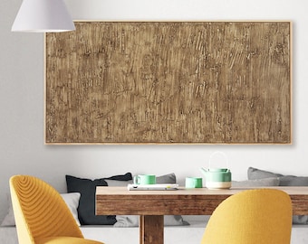 Abstract Art Fossil 49x25" Acrylic Wax Wood Board Framed